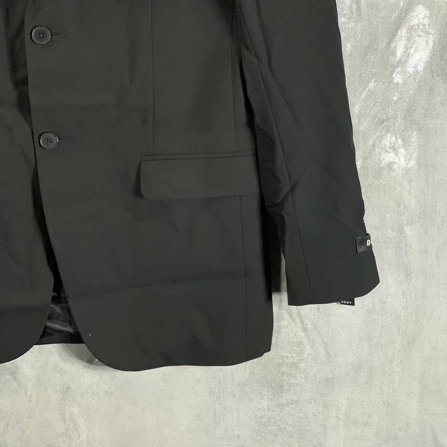 DKNY Men's Solid Black Modern-Fit Stretch Two-Button Suit Jacket SZ 38R