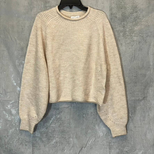 TOPSHOP Women's Nude Crewneck Knit Long Sleeve Pullover Crop Sweater SZ 8-10(M)