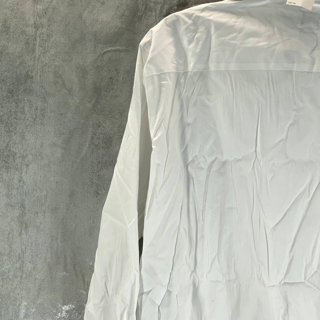 ALFANI Alfatech Men's Sierradale White Slim-Fit Pleated Panel Formal Shirt SZ L
