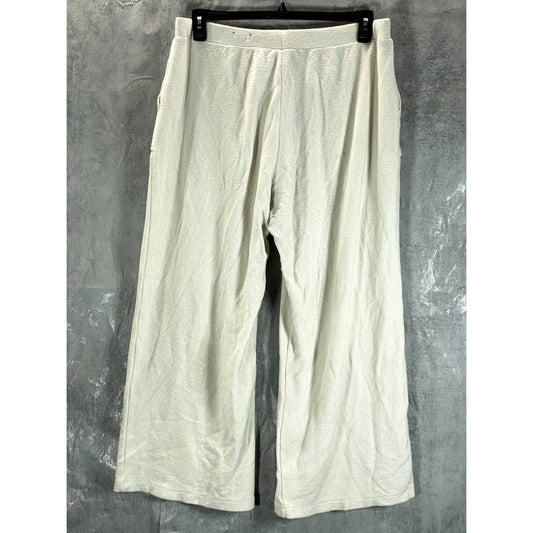 ALFANI Women's Antique White Modern Lounge Solid Wide-Leg Pull-On Pants SZ L