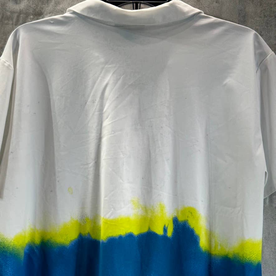 ALFANI Women's Blue Sublime Dye V-Neck Collared Short-Sleeve Tie-Waist Top SZ S