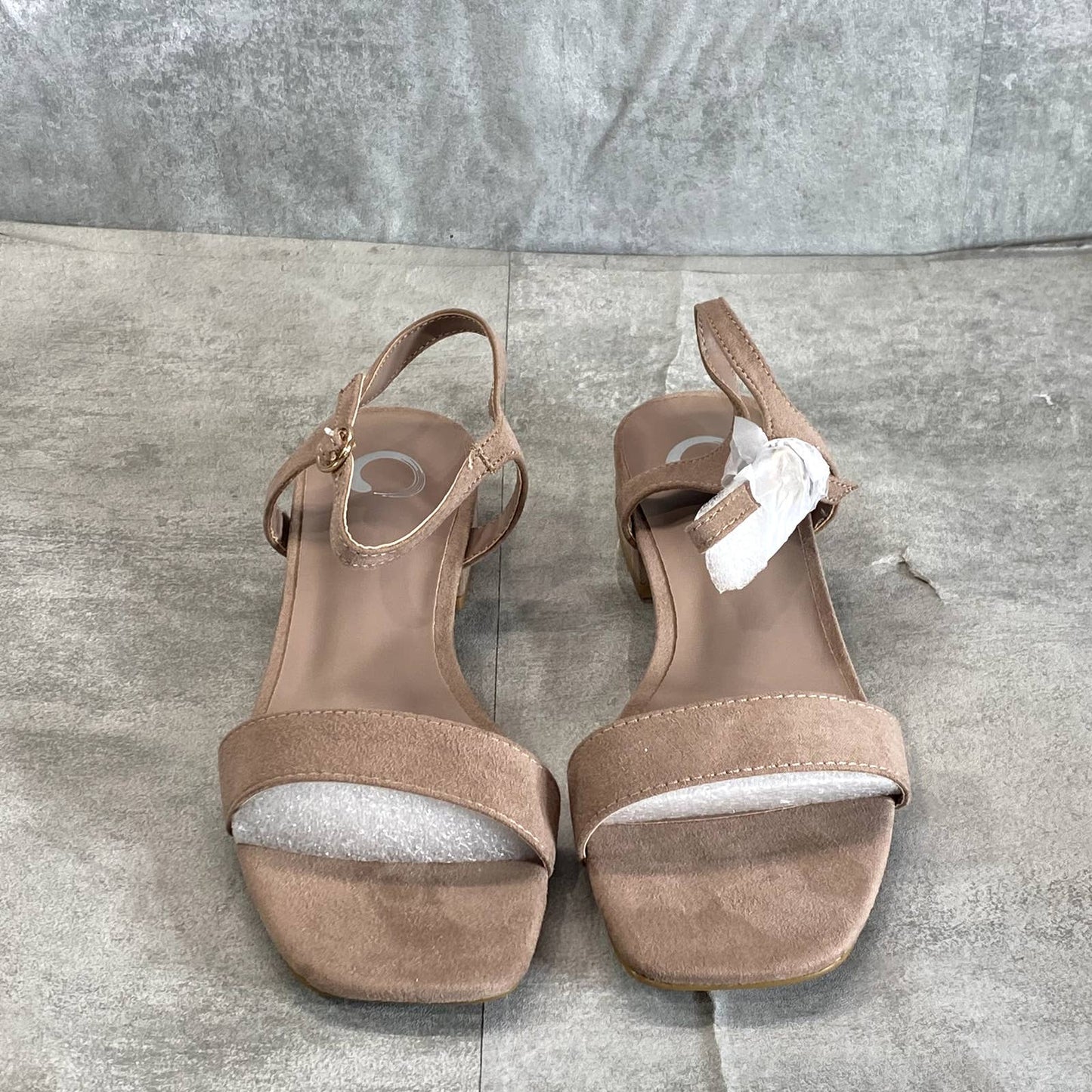 JOURNEE COLLECTION Women's Blush Beyla Ankle-Strap Square-Toe Sandals SZ 7