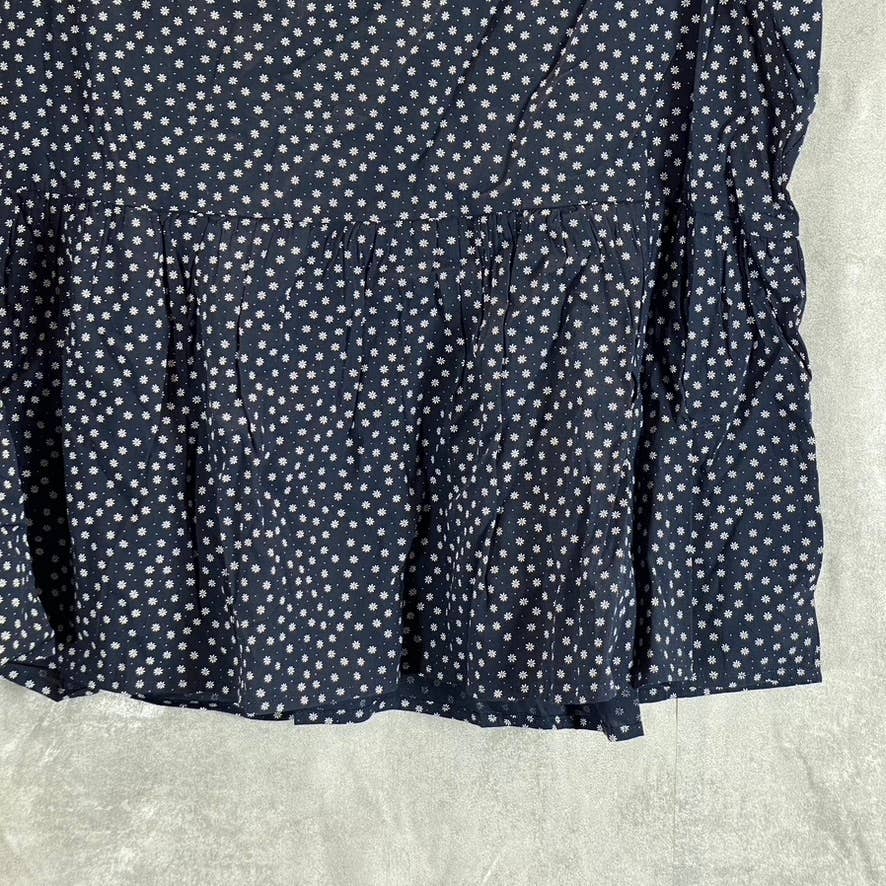 NAUTICA Women's Stellar Blue Heather Sustainably Crafted Split-Neck Peplum Top