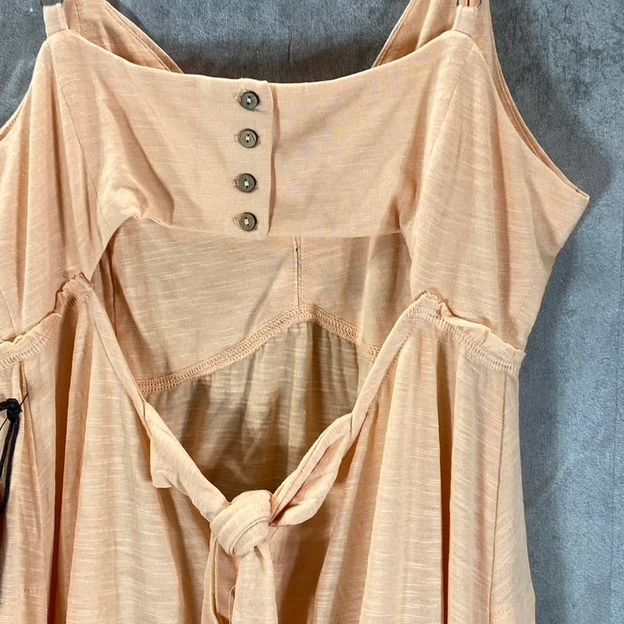 BLACK TAPE Women's Peach Twist V-Neck Textured Empire-Waist Midi Dress SZ L