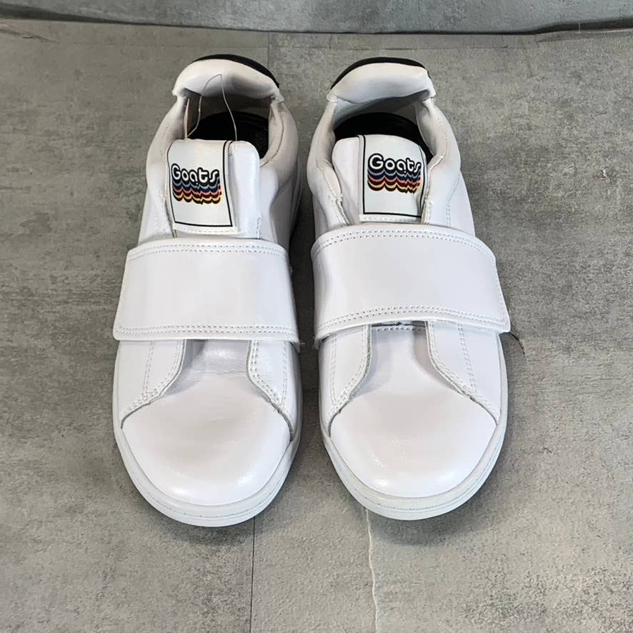 GOATS Women's White Leather The 573 Wide-Strap Round-Toe Slip-on Sneakers SZ 5