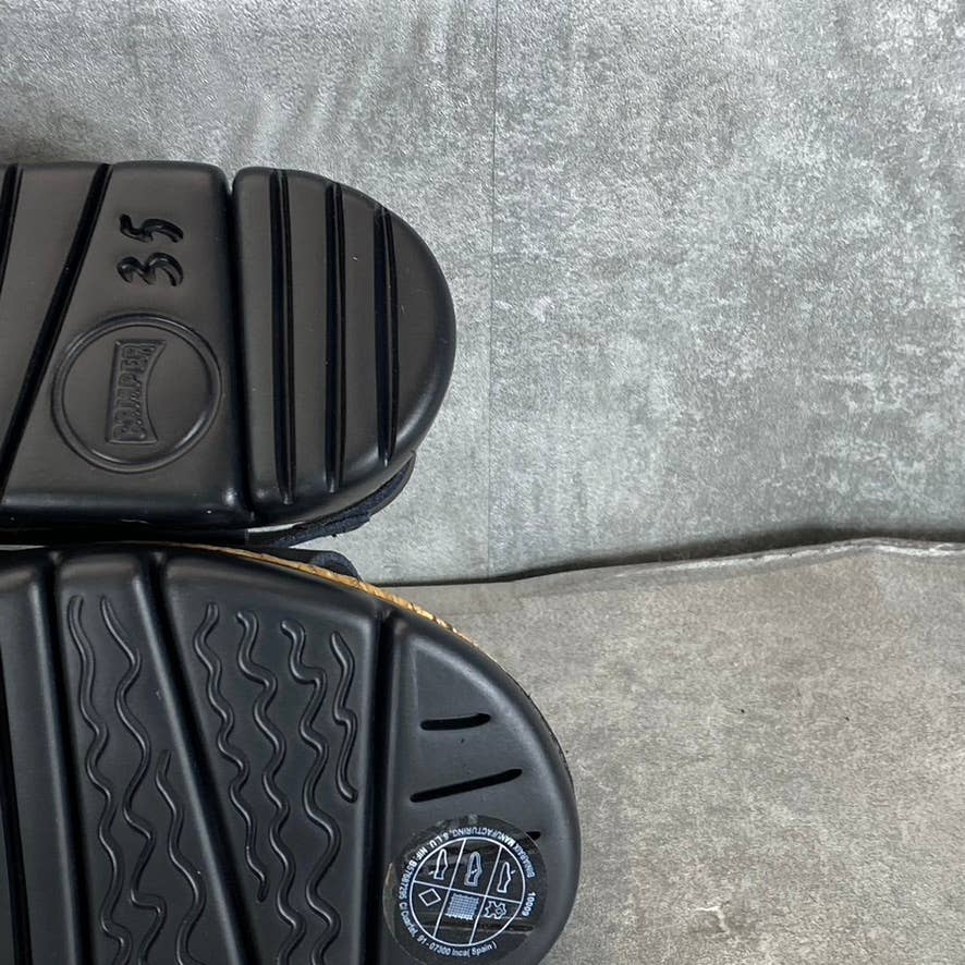 CAMPER Women's Black Leather Oruga Lightweight Two-Strap Slide Sandals SZ 5