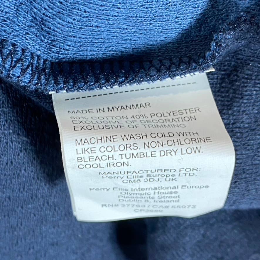 PERRY ELLIS Men's Dark Sapphire Jacquard Colorblocked Quarter-Zip Sweater SZ M