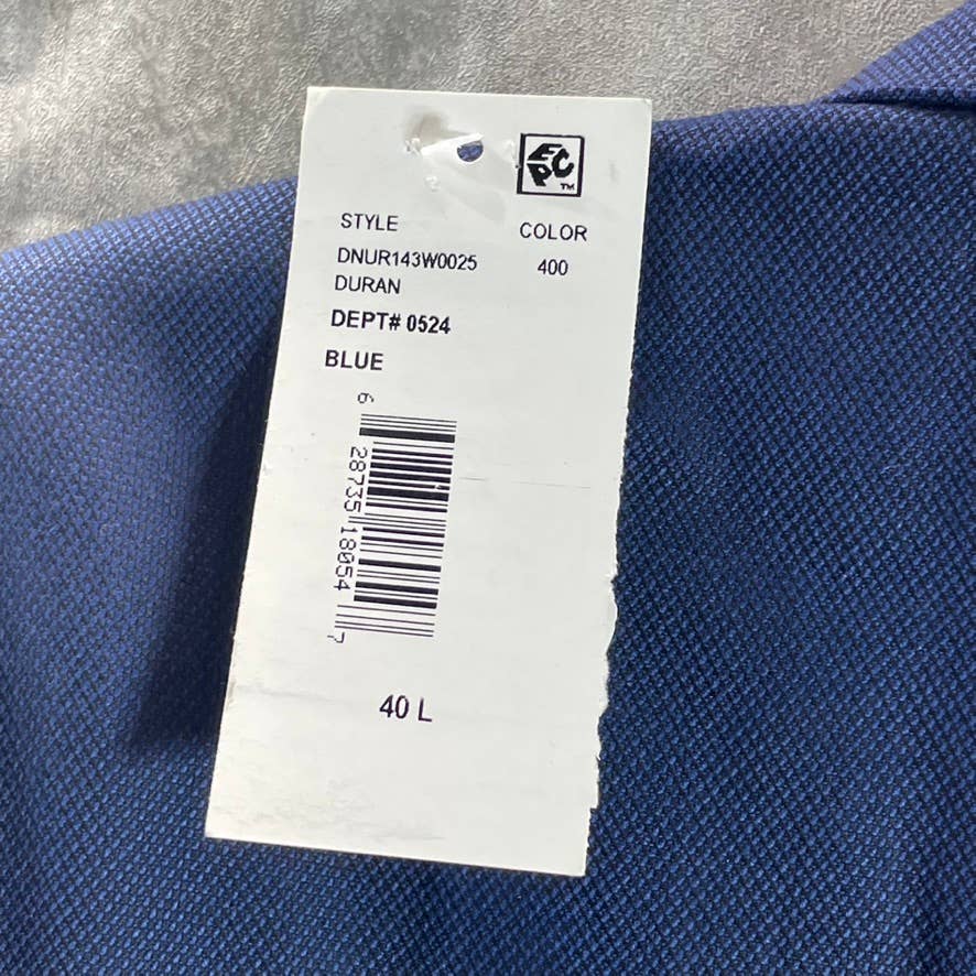 DKNY Men's Blue Textured Long Modern-Fit Stretch Two-Button Suit jacket SZ 40L