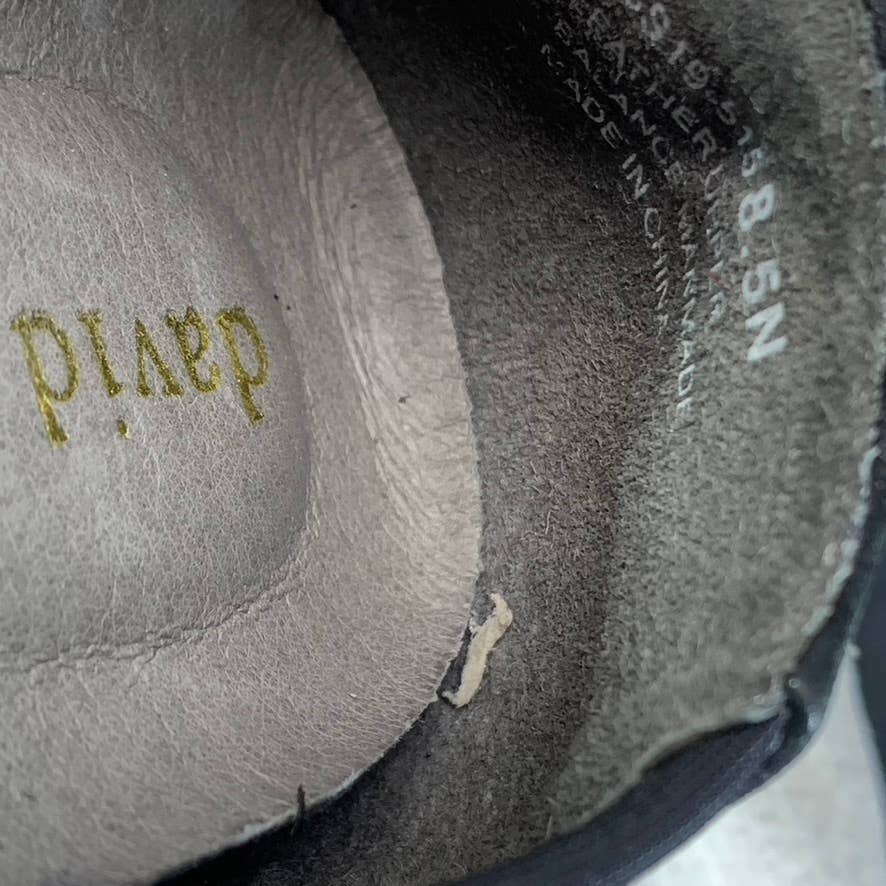 DAVID TATE Women's Narrow Black Leather Proud Perforated Cushioned Pumps SZ 8.5N