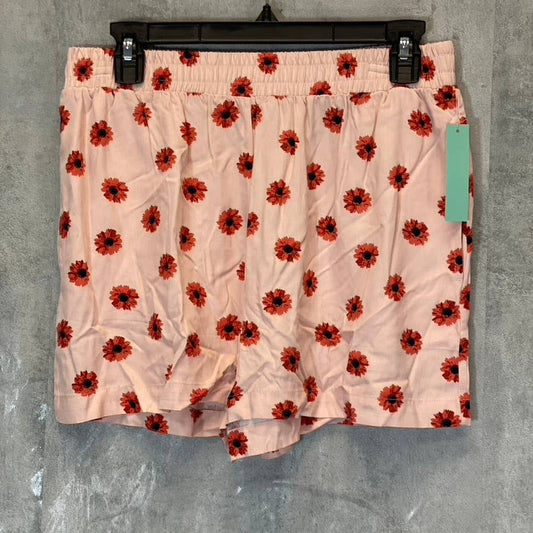 ABOUND Women's Pink Daisy Dots Easy Flowy Lightweight Elastic Waist Pull-On Shorts SZ M