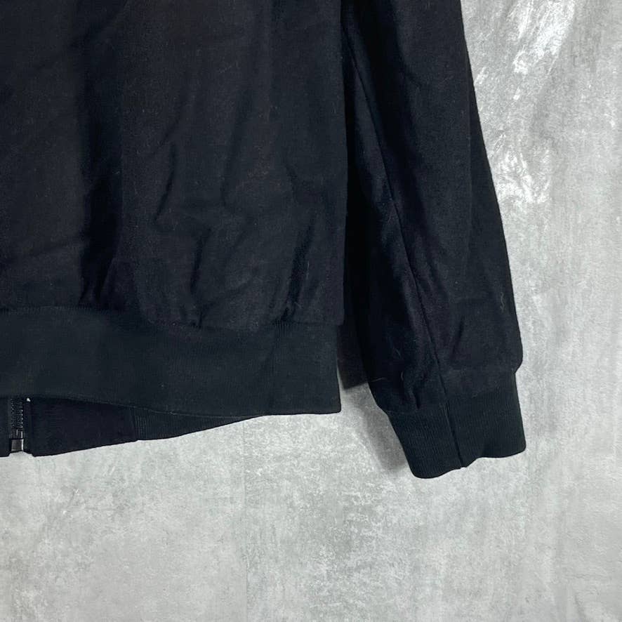 CALVIN KLEIN Men's Solid Black Regular-Fit Wool Knit-Trim Bomber Jacket SZ M