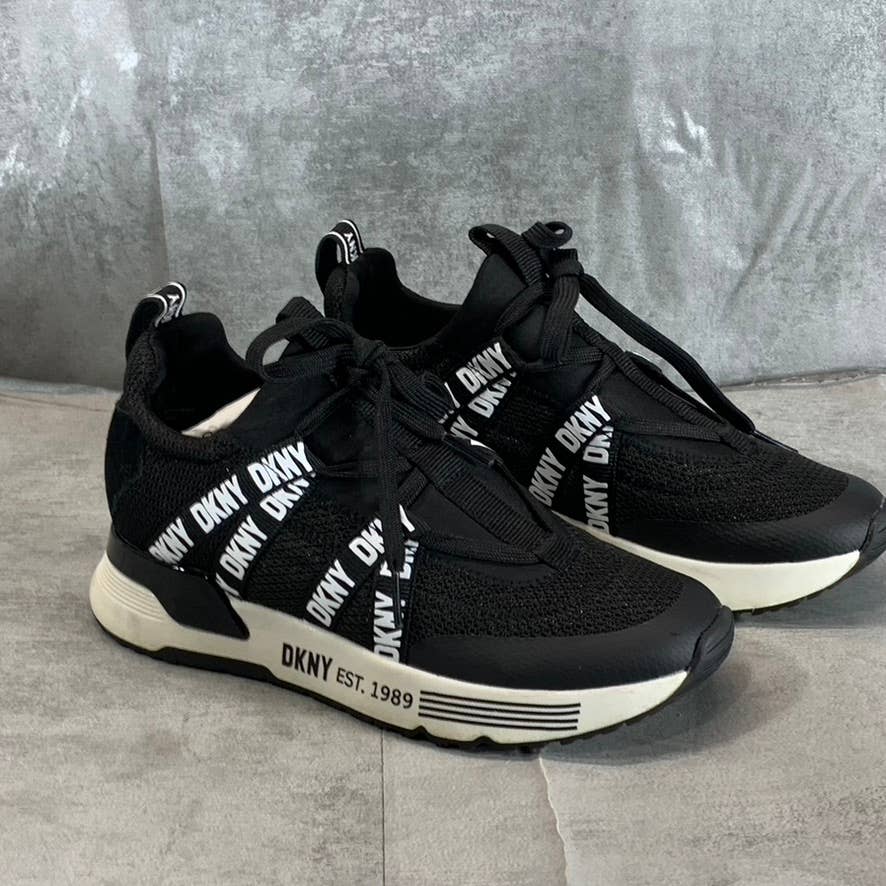 DKNY Women's Black Nash Round-Toe Lace-Up Slip-On Sneakers SZ 6