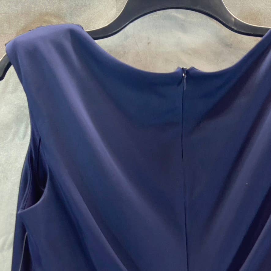 JESSICA HOWARD Women's Navy Faux-Wrap Ruched Sleeveless Maxi Gown SZ 12