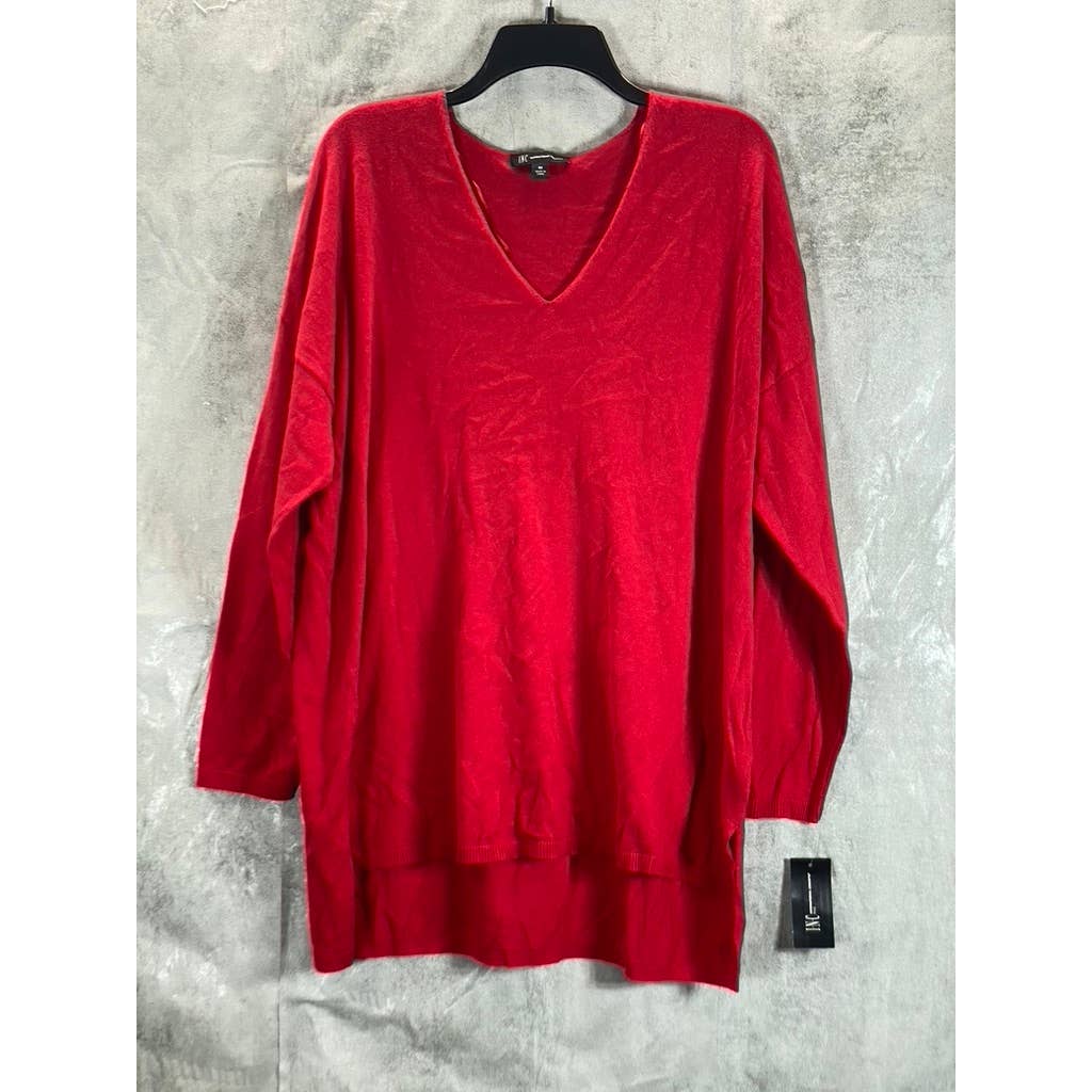 INC INTERNATIONAL CONCEPTS Women's Plus Real Red V-Neck Hi-Low Hem Pullover SZ0X