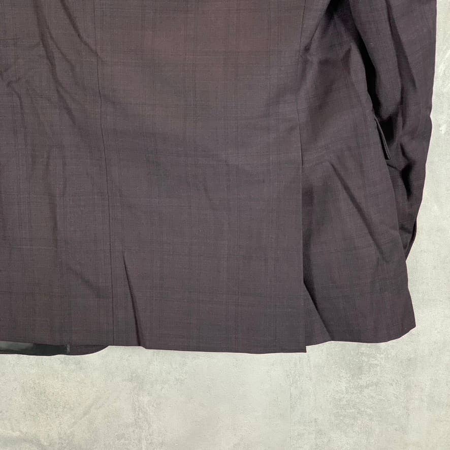 CALVIN KLEIN Men's Gray Plaid Slim-Fit One-Button Suit Jacket SZ 44R