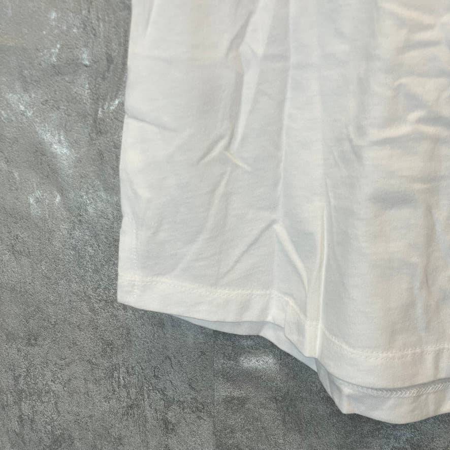 KAREN SCOTT Women's Bright White Pin-Tucked Scoopneck Short Sleeve Top SZ S