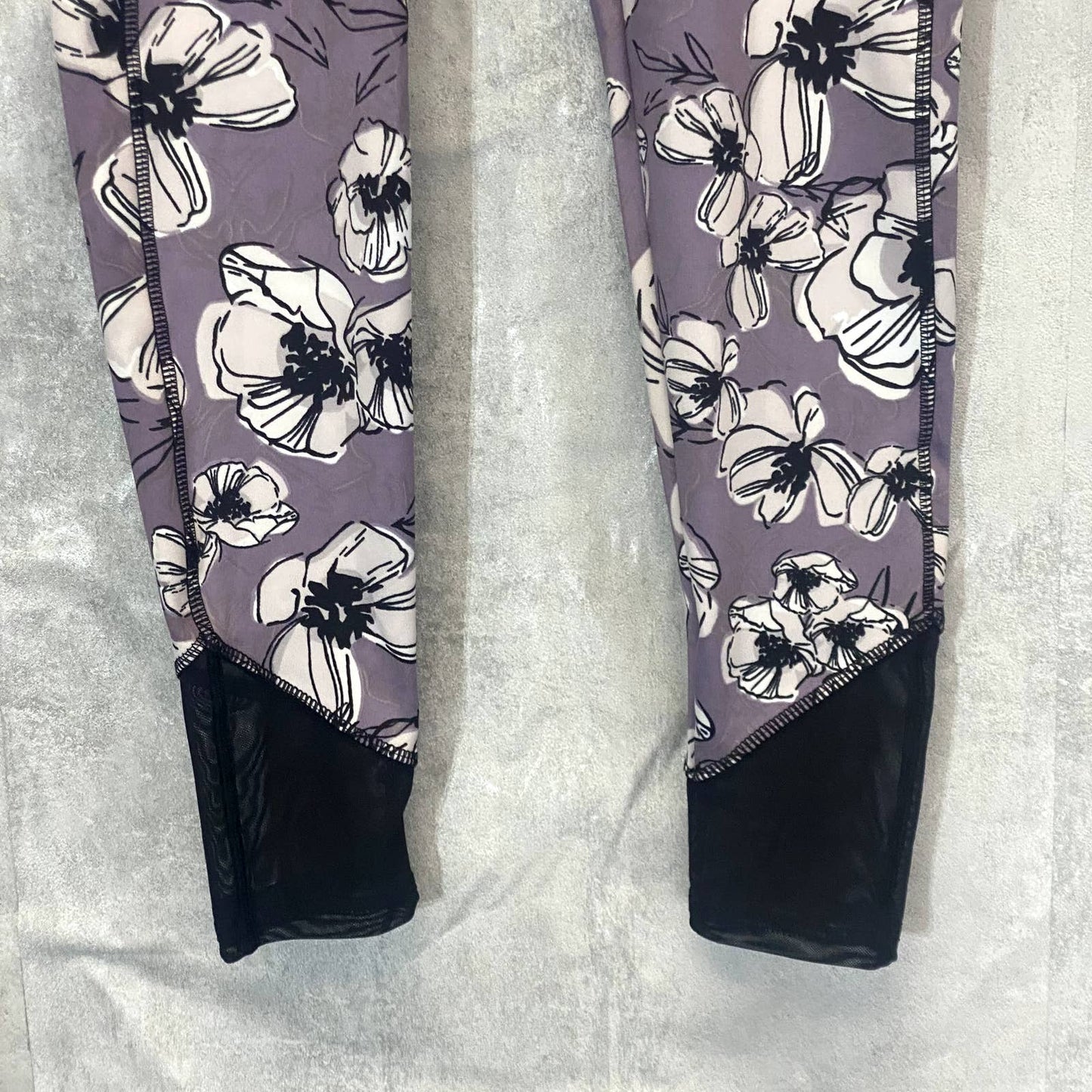 KAY UNGER Women's Poppy Mauve Printed High-Waist Tummy Control Pull-On Mesh Cuff Leggings SZ S