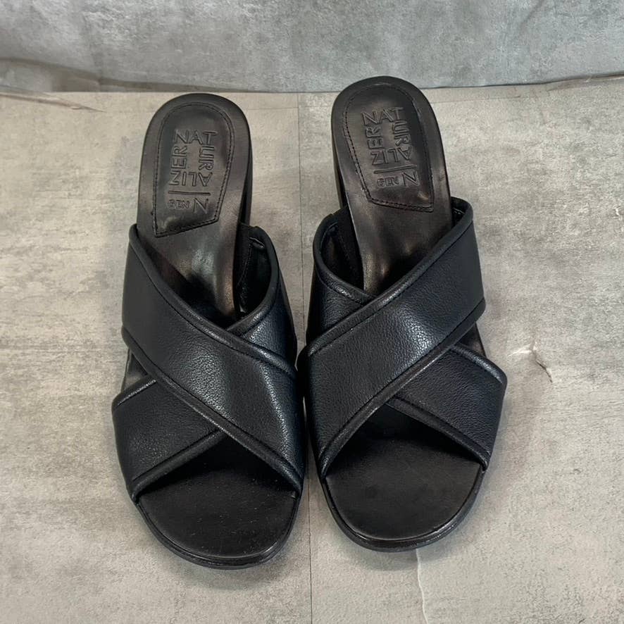 NATURALIZER Women's Black Genn-Rhythm Round-Toe Slip-On Sandals SZ 11