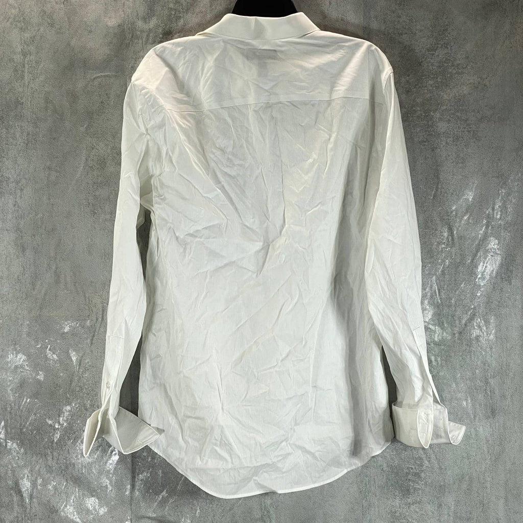 ALFANI Men's White Slim-Fit 2-Way Stretch Button-Up Long-Sleeve Dress Shirt SZ L