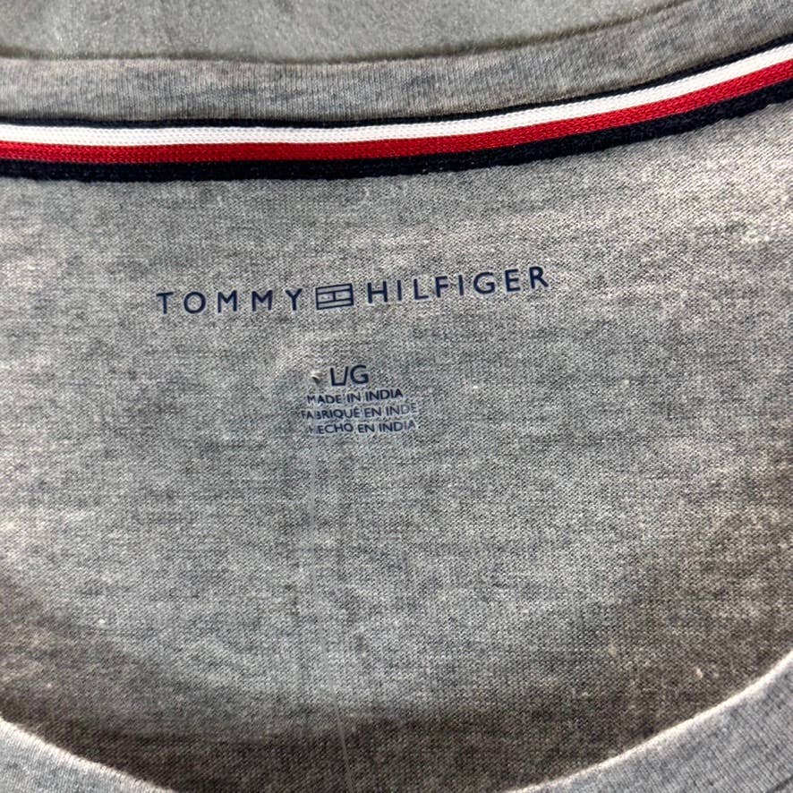 TOMMY HILFIGER Women's Grey Heather Crewneck Ombre Flag Graphic T-Shirt SZ L