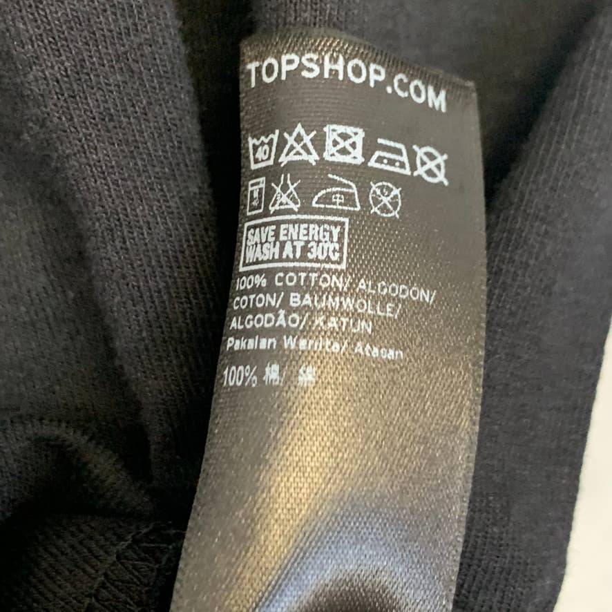 TOPSHOP Boutique Solid Black Short Sleeve Crewneck T-Shirt Top SZ 8
