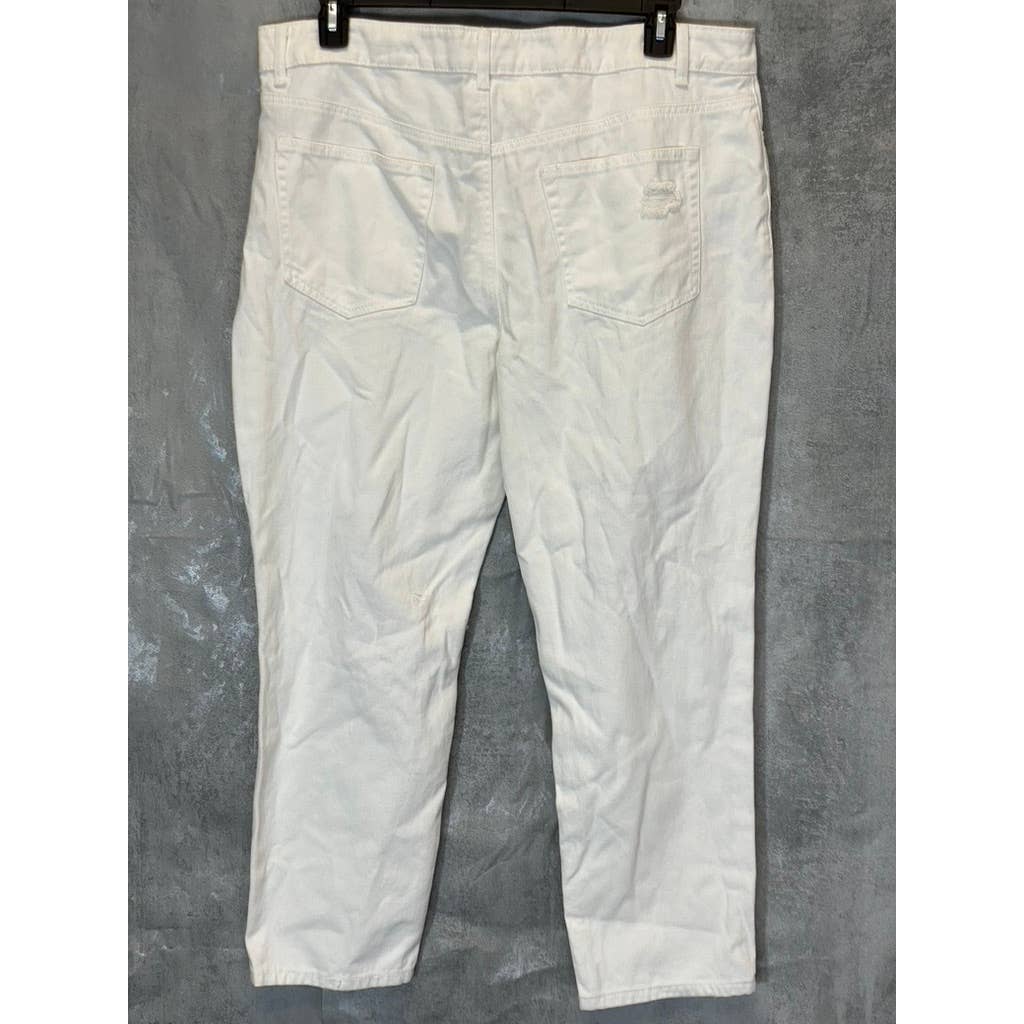 AFRM Women's White Luisa Distressed High-Rise Ankle Crop Skinny Denim Jeans SZ32