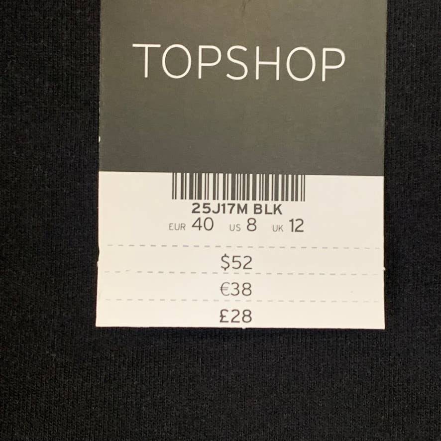 TOPSHOP Boutique Solid Black Short Sleeve Crewneck T-Shirt Top SZ 8