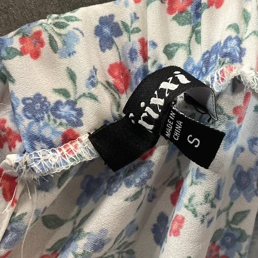 TRIXXI Women's White Floral Sleeveless Square-Neck Wait-Tie Short Romper SZ S