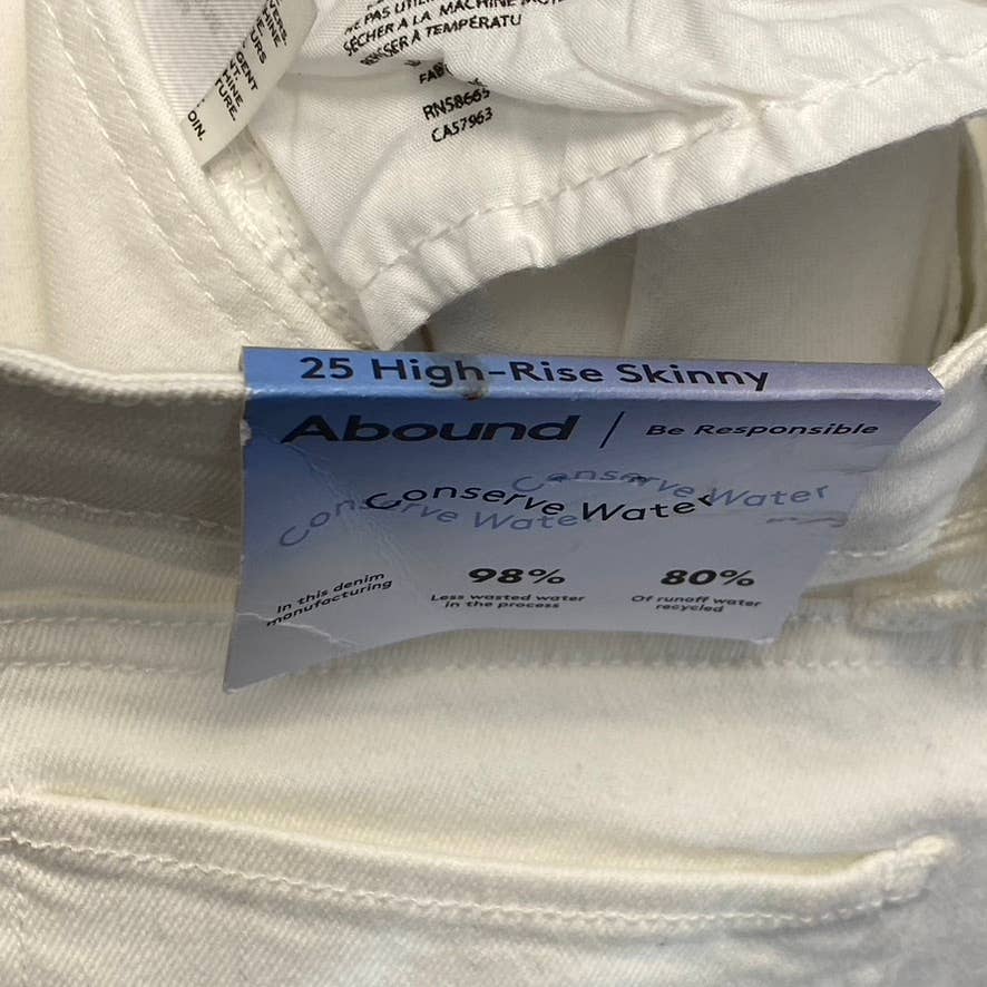 ABOUND Women's White High-Rise Skinny Denim Jeans SZ 25