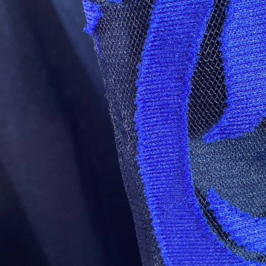 MSK Women's Petite Blue Embroidered Mesh Overlay 3/4 Bell Sleeve Sheath Dress