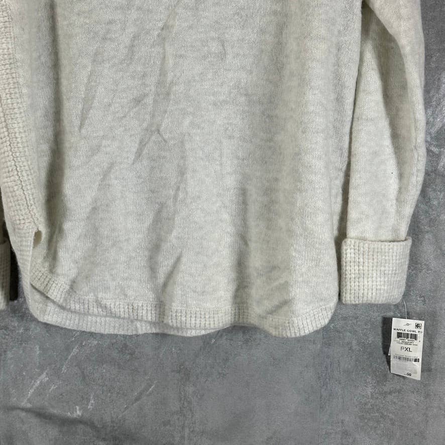 STYLE & CO Women's Petite Fresh Cream Waffle-Knit Cowlneck Sweater SZ P/XL