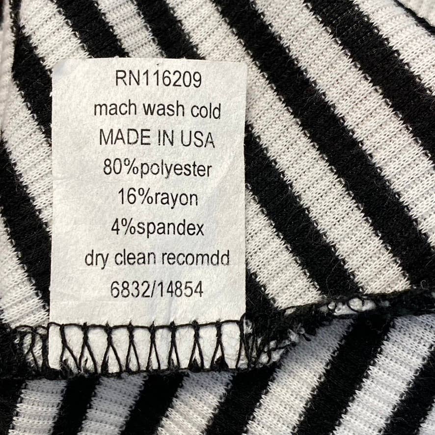 VELVET TORCH Women's Black-White Striped V-Neck 3/4 Sleeve Ruched Mini Dress