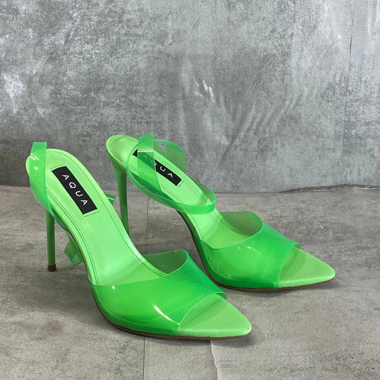 AQUA Women's Green Milan Ankle-Strap Pointed-Toe Stiletto Sandals SZ 9