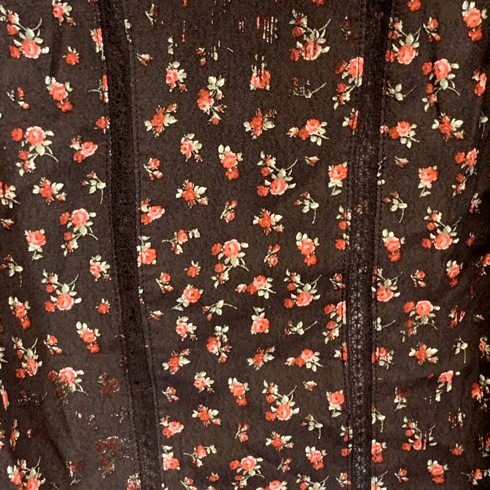 TREASURE & BOND Women's Plus Size Brown Distressed Spring Rose Lace Inset Tank Top SZ 1X