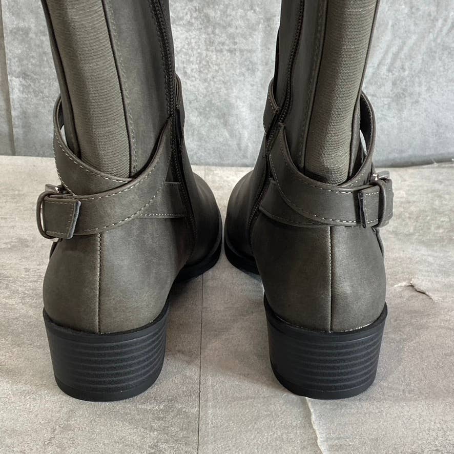 STYLE & CO Women's Grey Bennon Ankle Buckle Block-Heel Knee-High Boots SZ 7