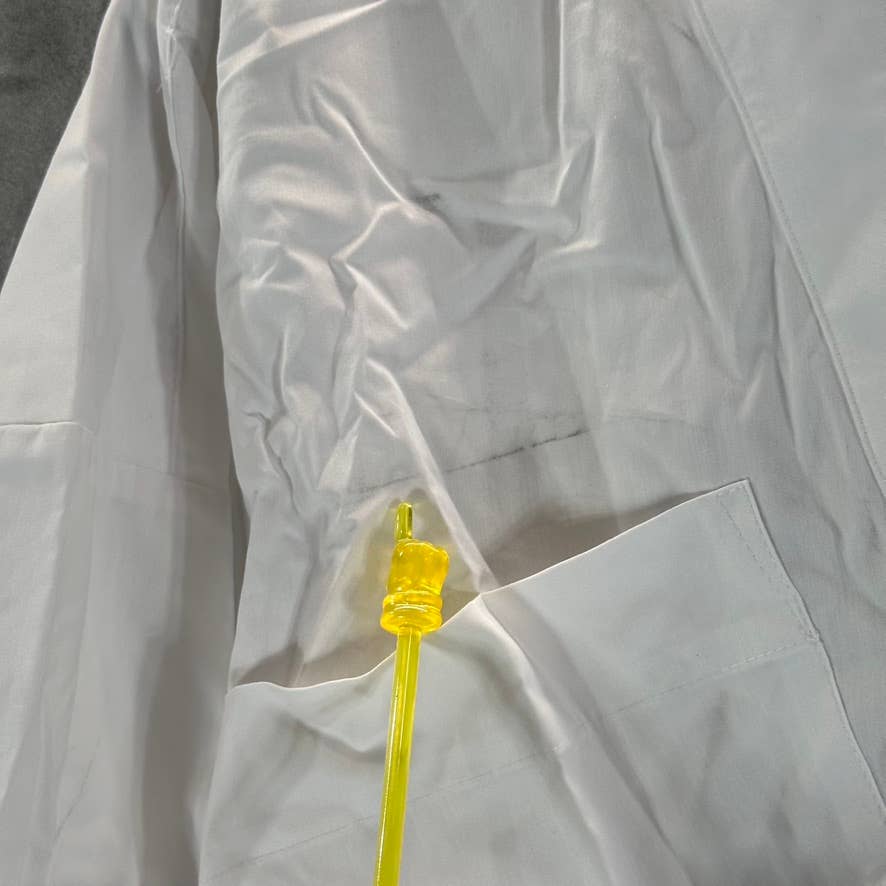 CALVIN KLEIN Women's Soft White V-Neck Tie Elbow Sleeve Top SZ S