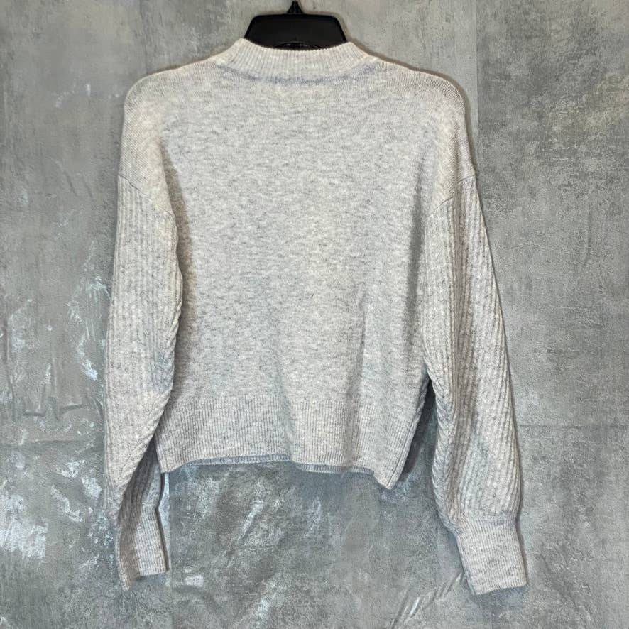 HOOKED UP Women's Grey Melange V-Neck Cutout Ribbed Soft Pullover Sweater SZ S