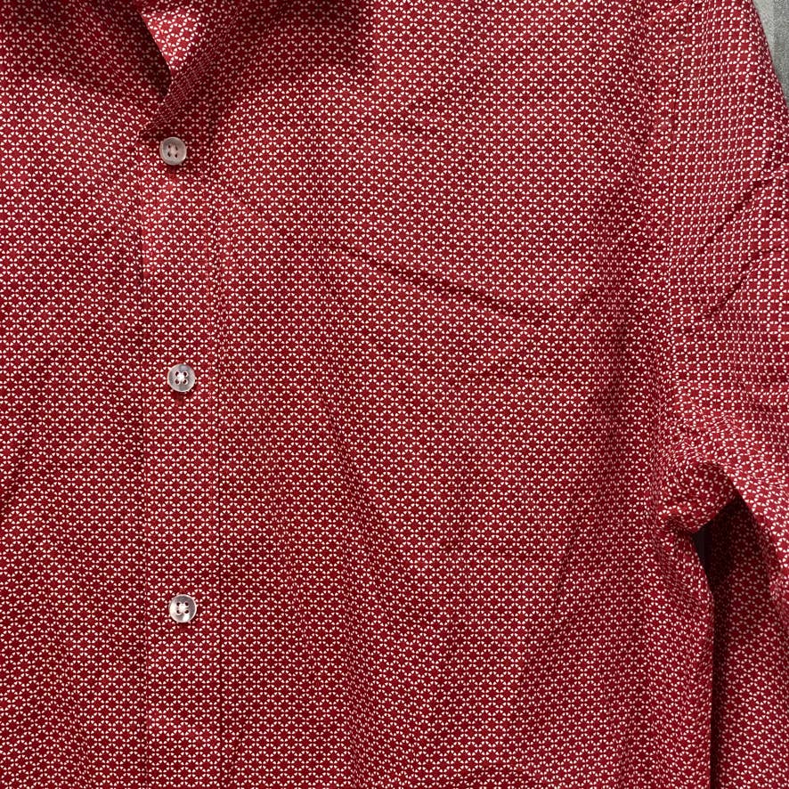 BAR III Red Organic Cotton Slim Fit Link-Print Dress Shirt SZ M