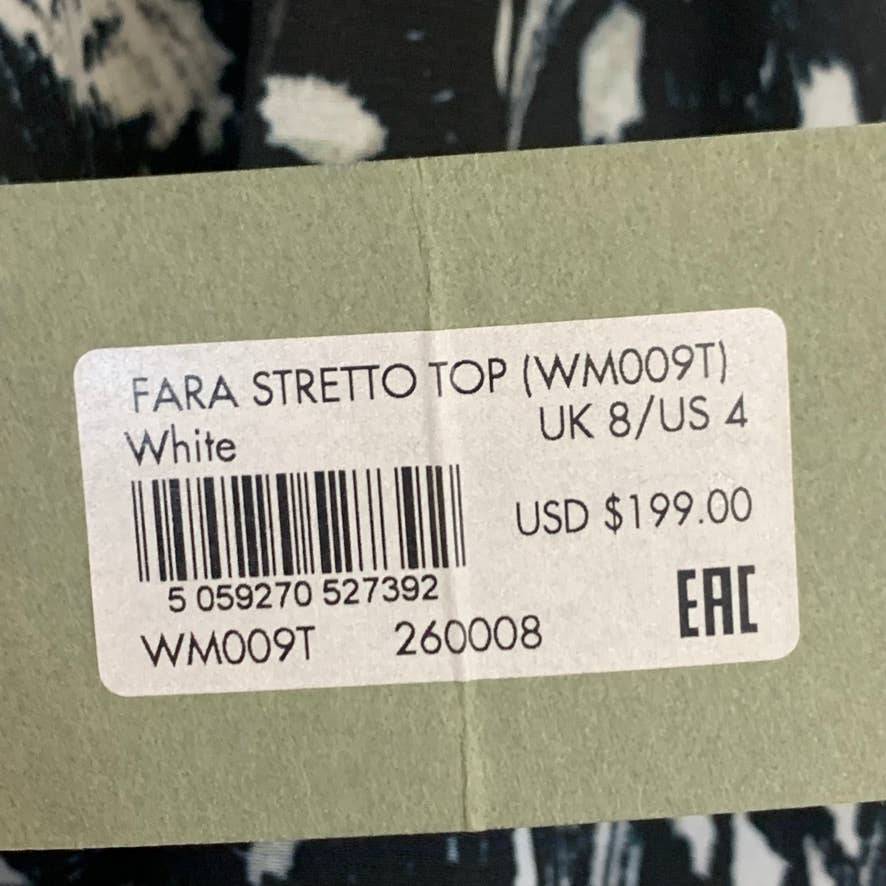 ALLSAINTS Black Fara Stretto Chiffon Monochrome Print Wrap Top SZ 4