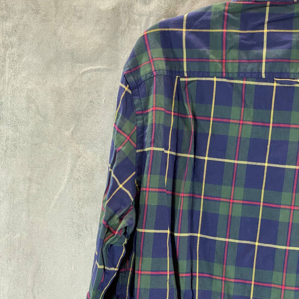 CLUB ROOM Men's Blue Plaid Regular-Fit Button-Up Long-Sleeve Shirt SZ L