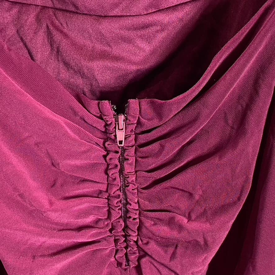 CITY STUDIO Juniors' Burgundy Cowl-Neck Open-Back Side-Slit Maxi Dress SZ 1