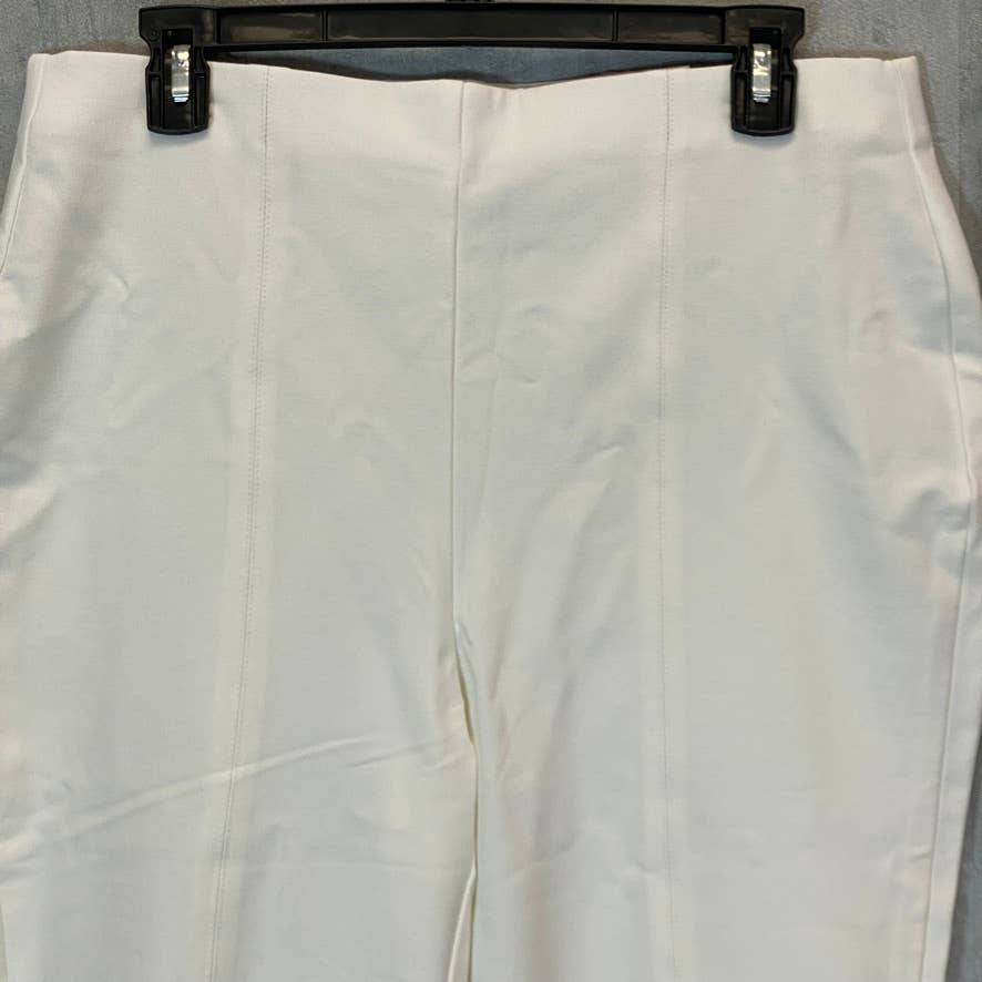 ALFANI Women's Bright White Comfort High-Rise Fringe-Hem Pull-On Pants SZ 12