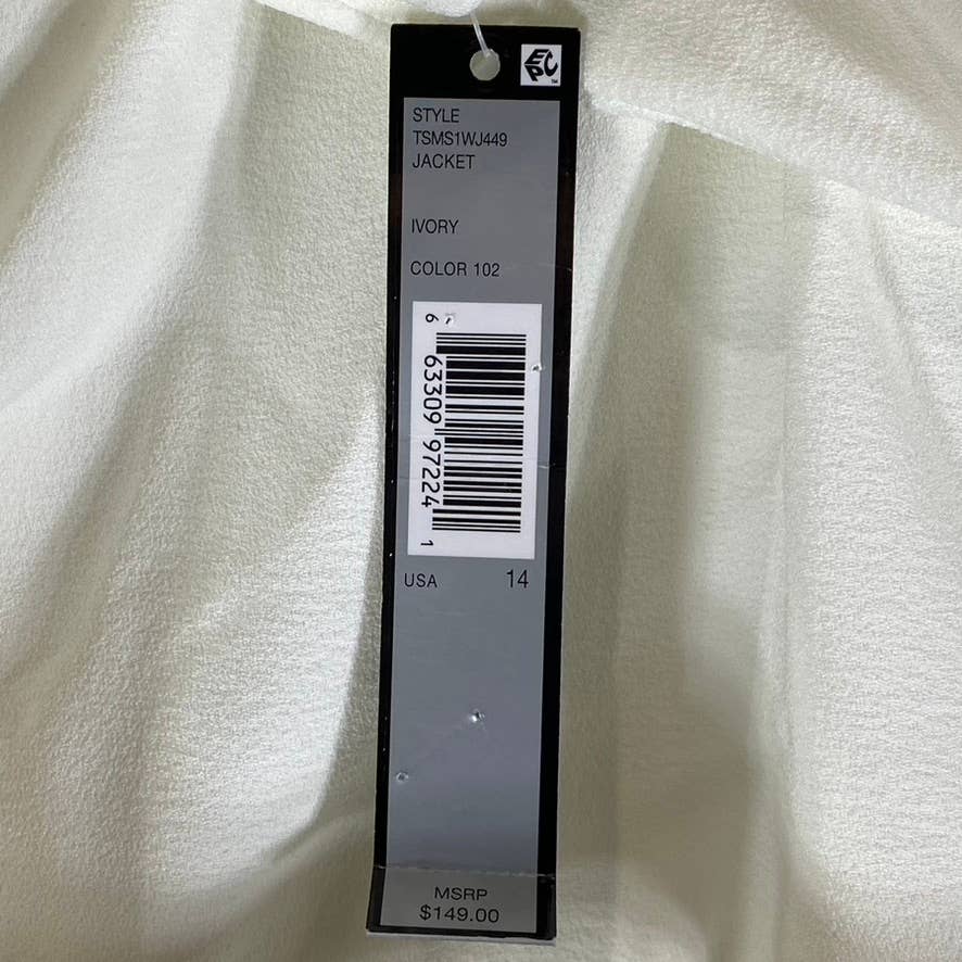 TAHARI ASL Women's Ivory Asymmetrical Belted Wrap Blazer SZ 14