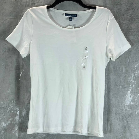 KAREN SCOTT Women's Bright White Scoopneck Short-Sleeve T-Shirt SZ S