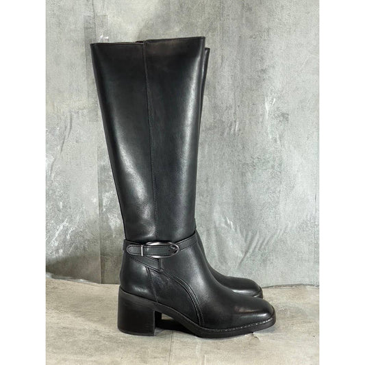 NATURALIZER Women's Black Leather Elliot Square-Toe Knee-High Boots SZ 7.5