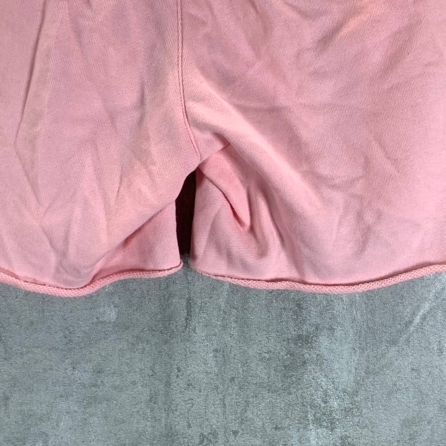 DKNY SPORT Women's Orchid Drawstring Metallic Logo Raw-Hem Pull-On Shorts SZ S