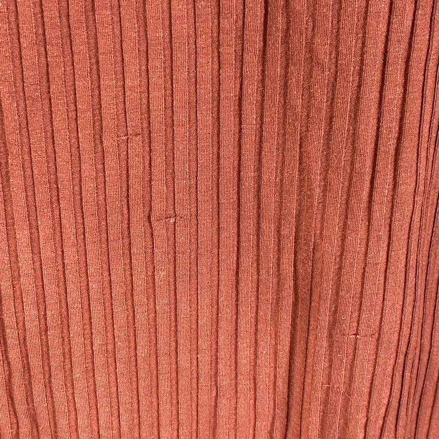 EILEEN FISHER Women's Terracotta Ribbed Crewneck Hi-Low Shift Mini Dress SZ S