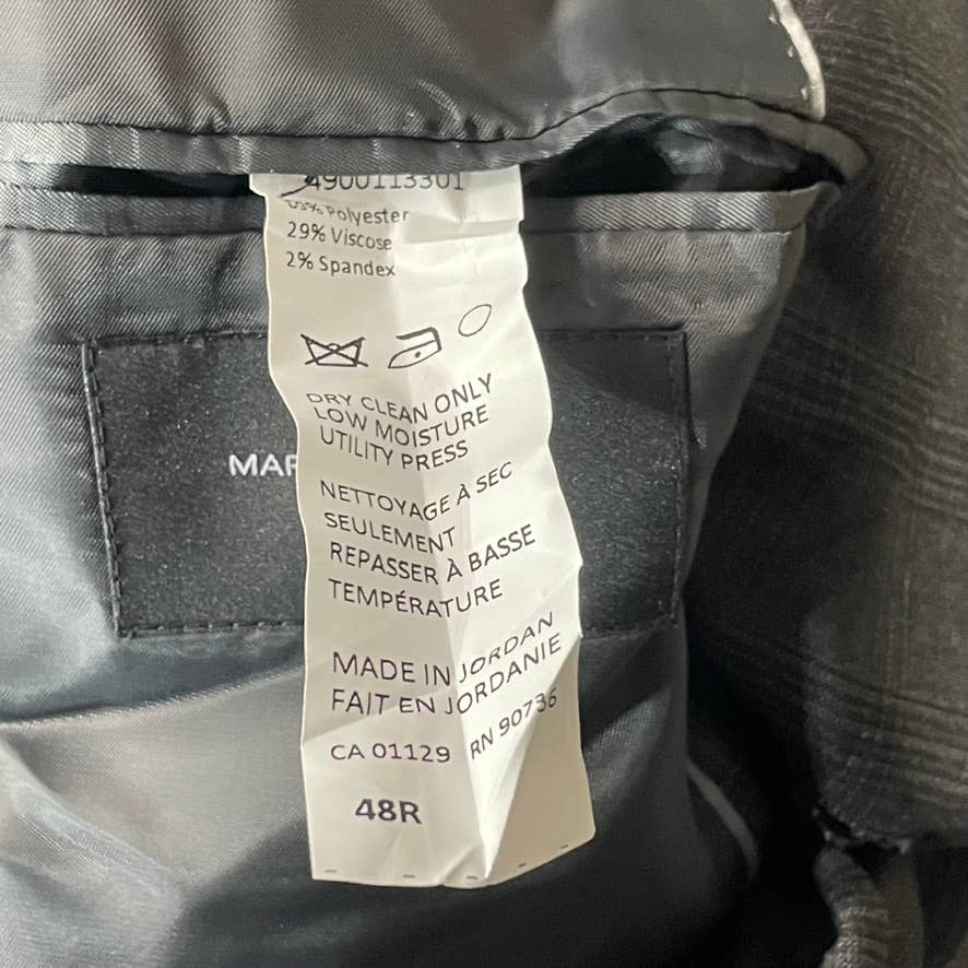 MARC NEW YORK Men's Light Grey Plaid Modern-fit Two-Button Suit jacket SZ 48R