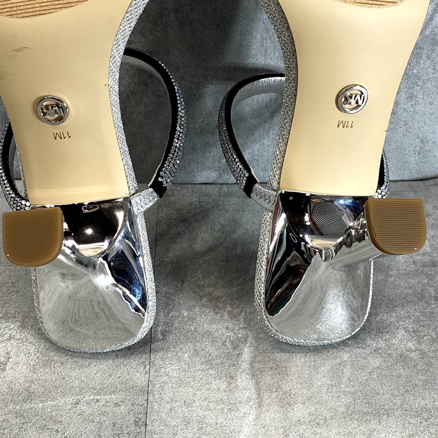 MICHAEL MICHAEL KORS Women's Silver Rhinestone Embellished Clara Dress Sandals