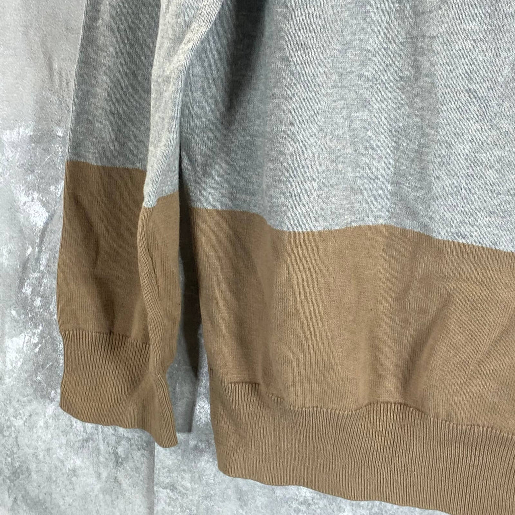 CLUB ROOM Men's Cracked Walnut Colorblock Stripe Crewneck Sweater SZ L